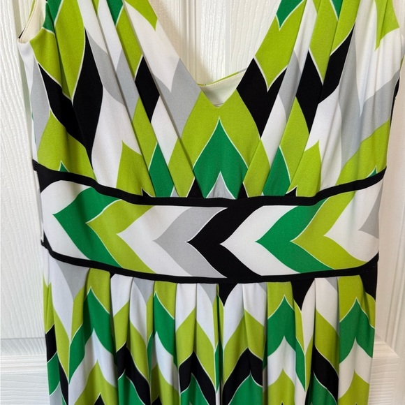 Maggy London Dress Womens 8 Petite Tank Stretch Knit V Neck Abstract 90s A Line - Picture 2 of 5